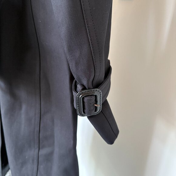 Burberry Double-Breasted Belted-Waist Black Trench Coat Size 0 - Picture 7 of 11